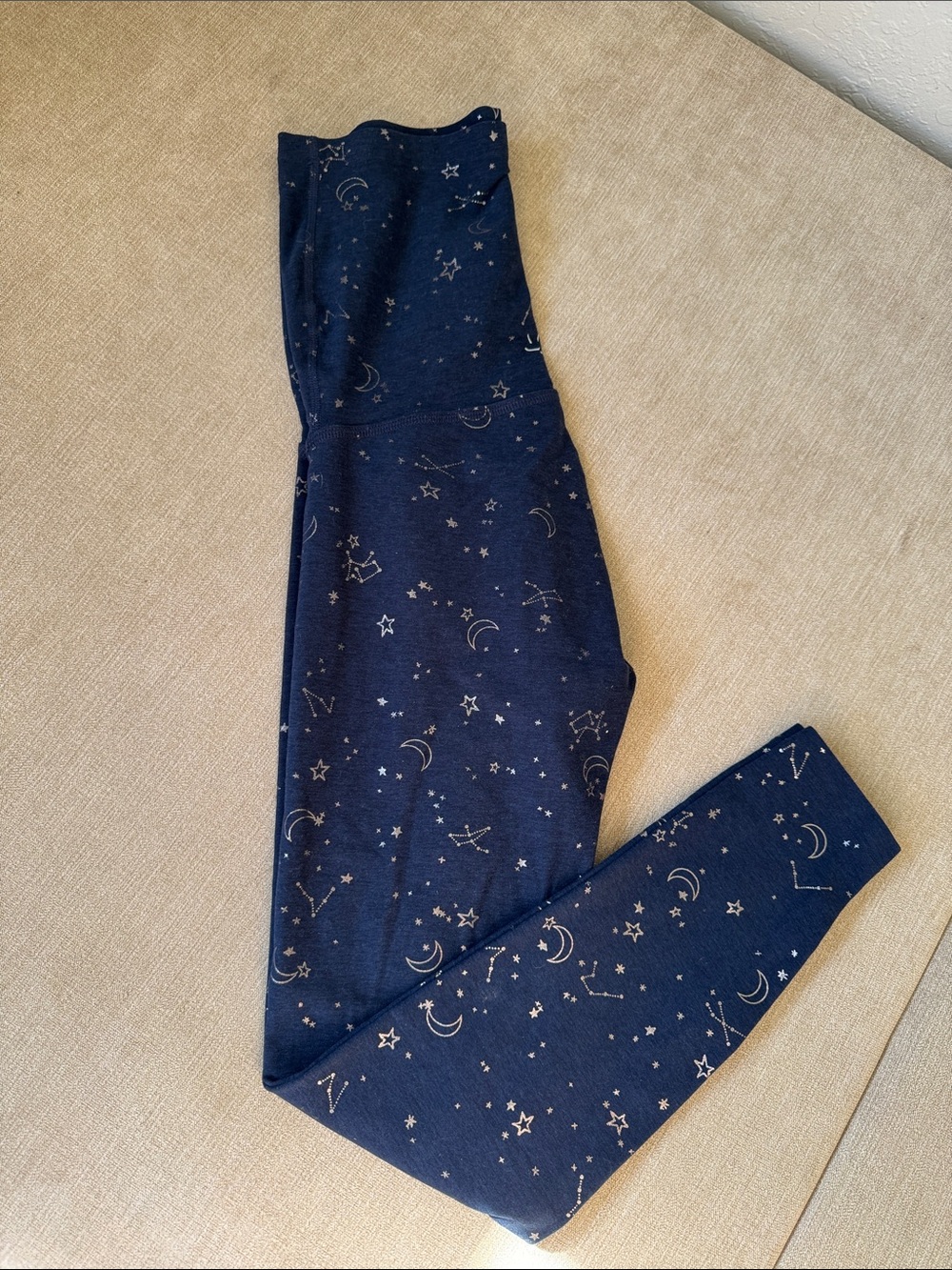 Beyond the Bump Navy Leggings with Metallic Star & Moon Print